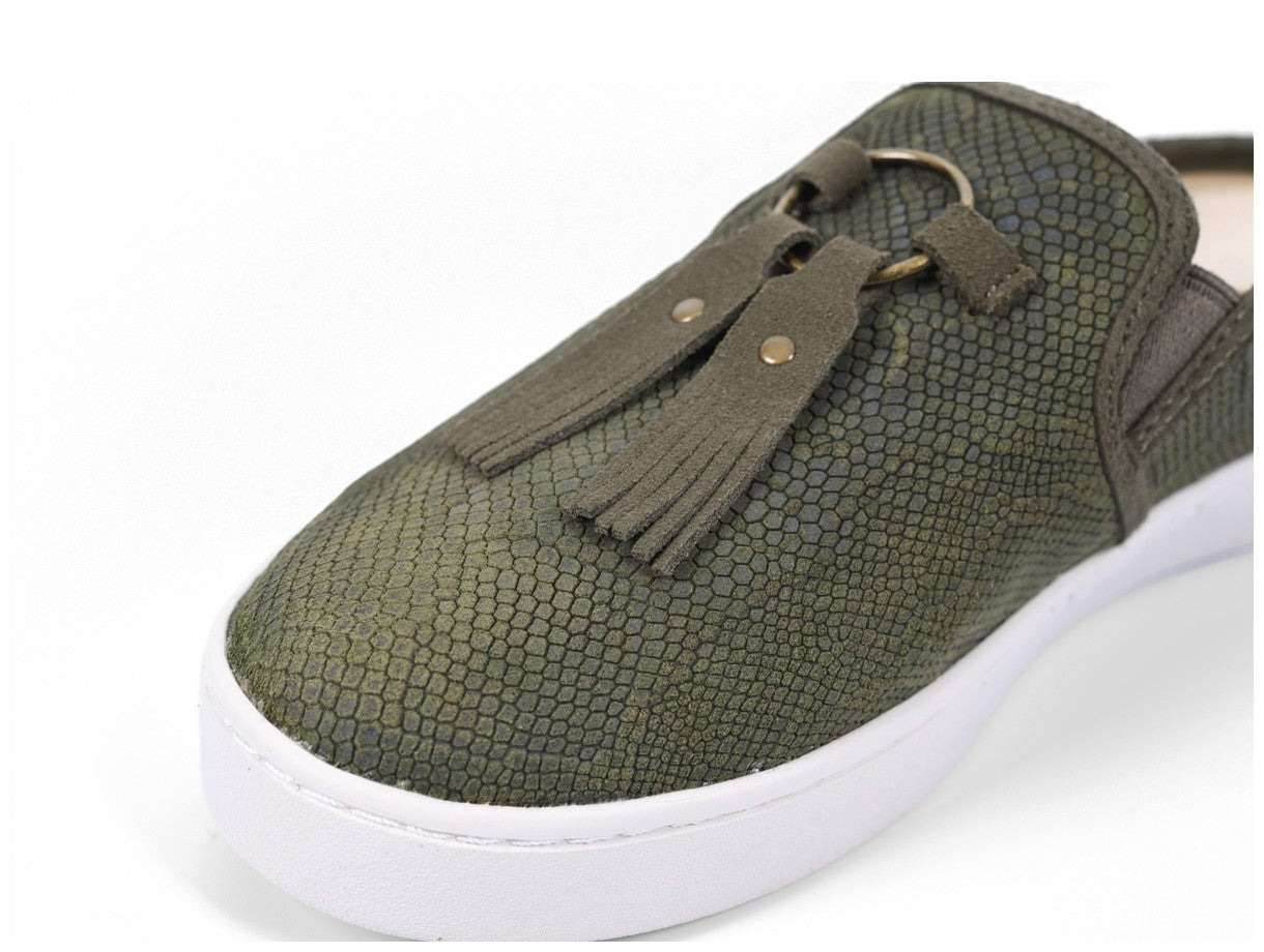 Spenco Bindie Embossed Suede Women's Slip-on - Olive - Strap