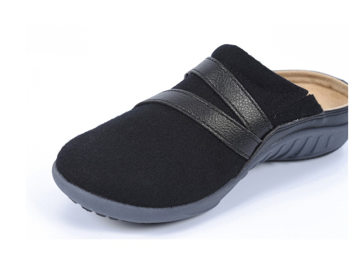 Spenco Ashton Women's Wool Slip-ons - Black - Strap