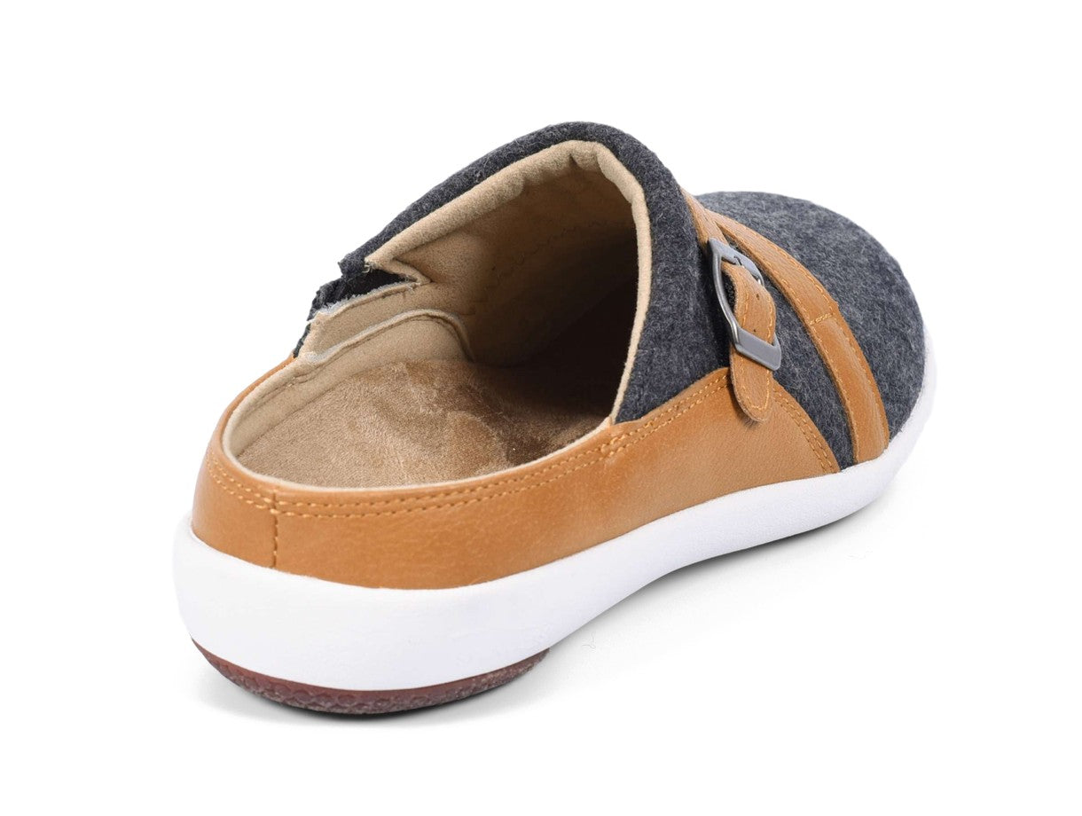 Spenco Ashton Women's Wool Slip-ons - Charcoal/ Tan - Bottom