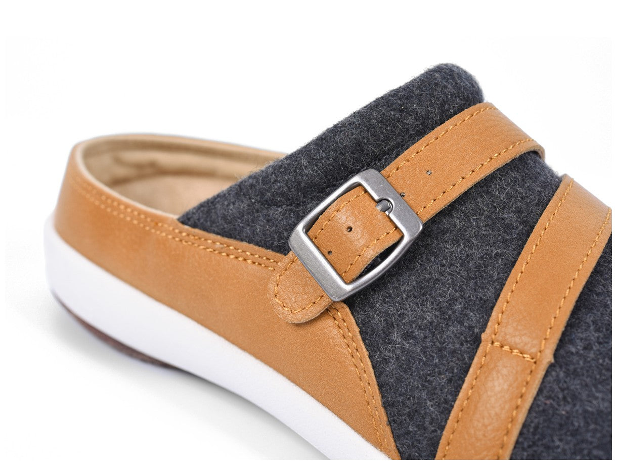 Spenco Ashton Women's Wool Slip-ons - Charcoal/ Tan - 8