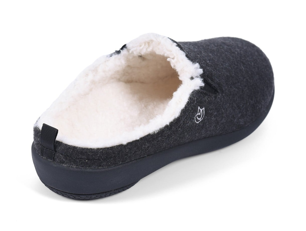 Spenco Dundee Women's Arch Supportive Wool Slippers - Black - Bottom