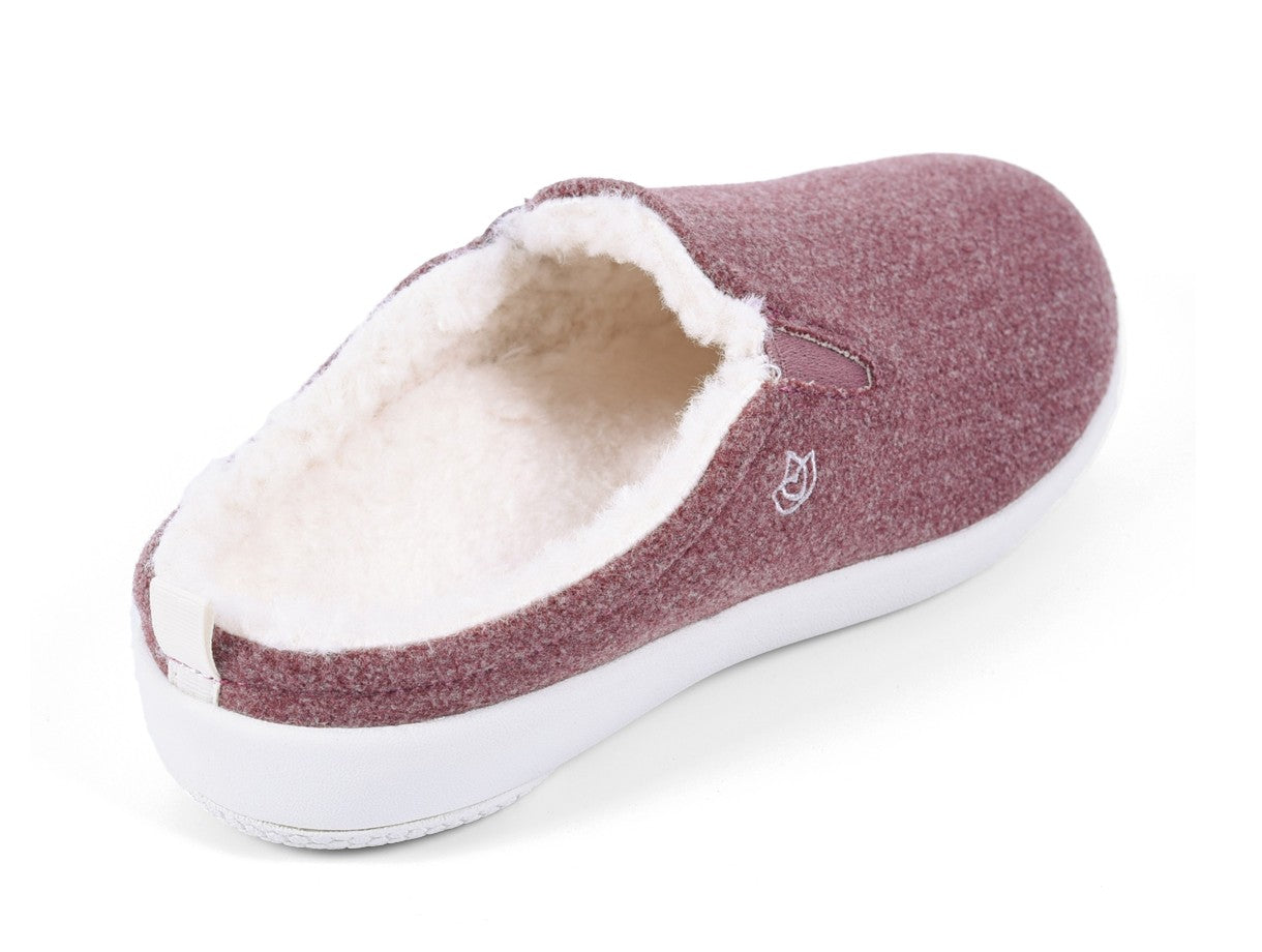 Spenco Dundee Women's Arch Supportive Wool Slippers - Dark Rose - Bottom