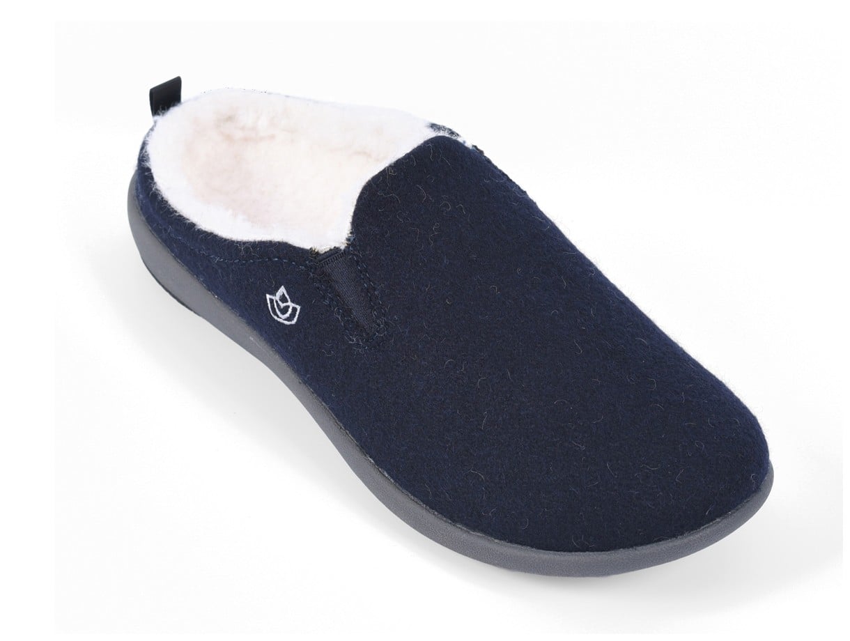 Spenco Dundee Women's Arch Supportive Wool Slippers - Navy - Pair