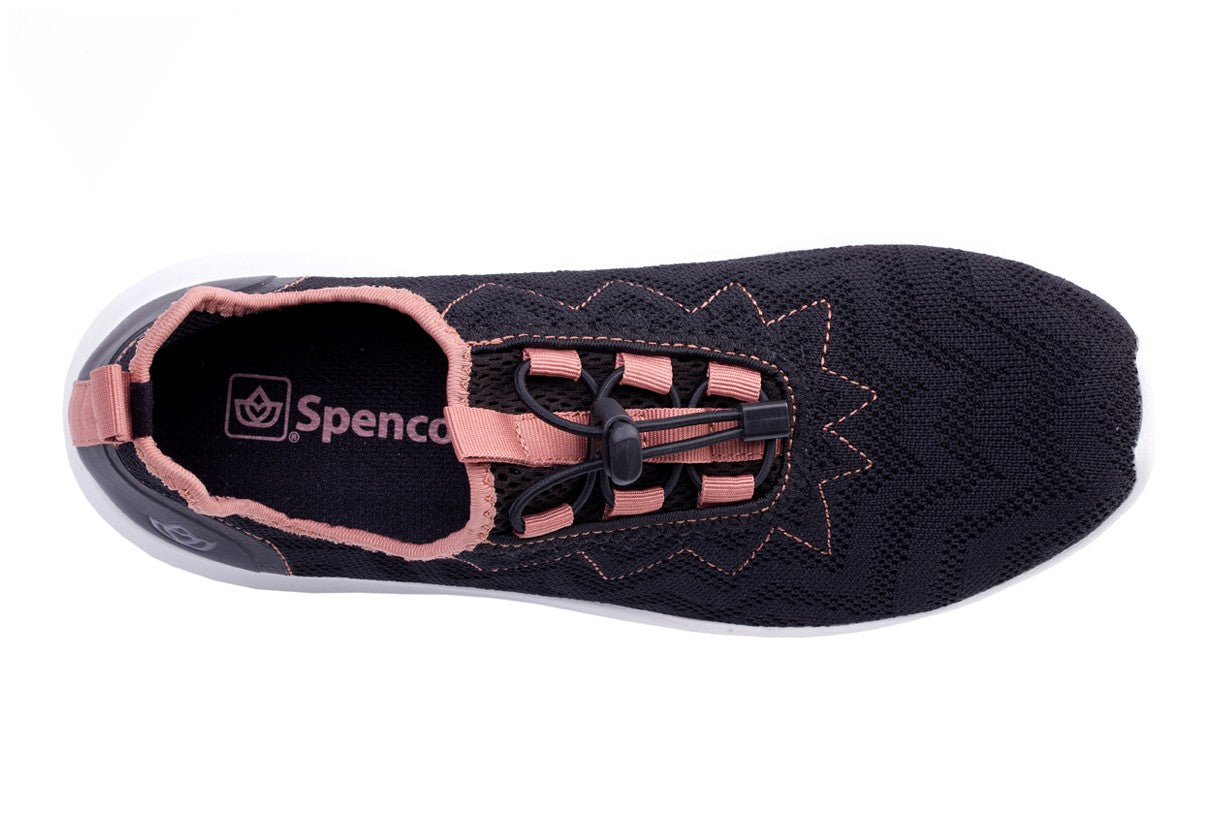 Spenco Chelsea Women's Mesh Orthotic Supportive Slip-on Sneaker - Black/ Rose - Swatch
