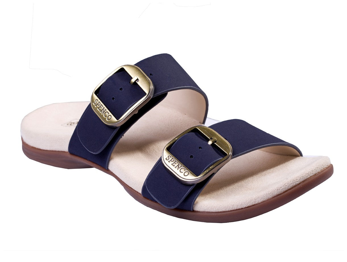 Spenco Vista Slide Women's Leather Arch Support Sandal - Peacoat - Pair