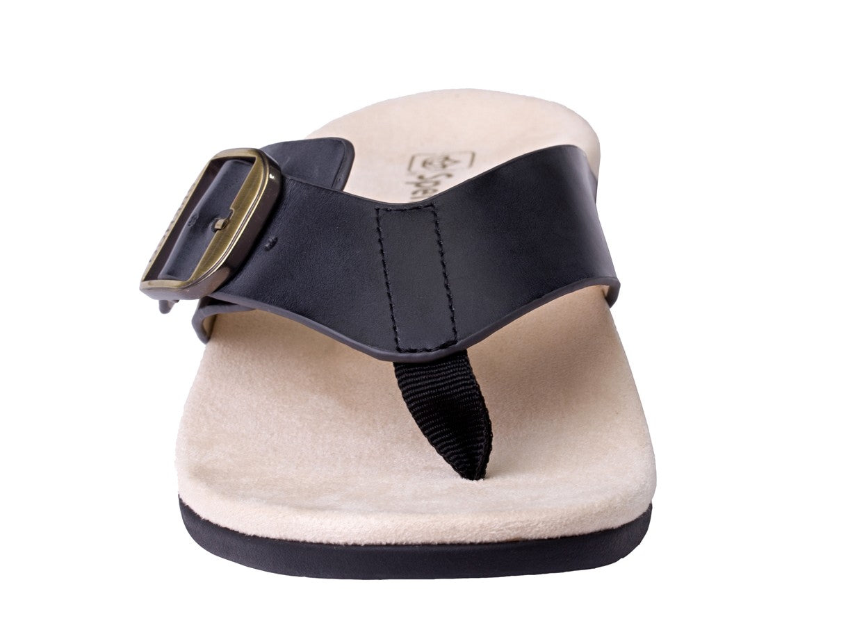 Spenco Sierra Leather Thong Arch Supportive Sandal - Black - Top