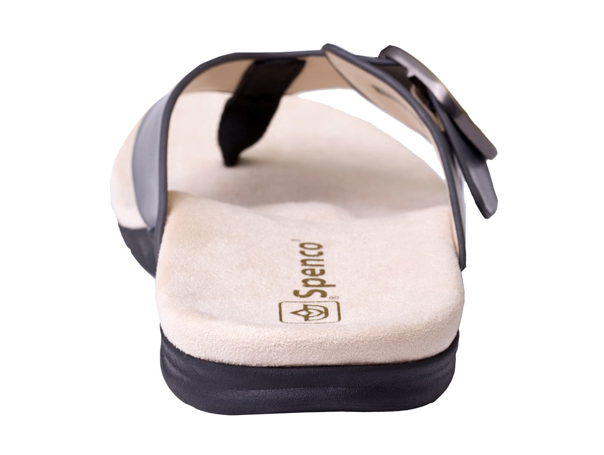 Spenco Sierra Leather Thong Arch Supportive Sandal - Black - Side