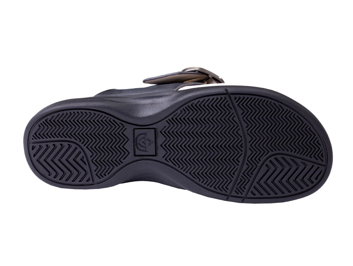 Spenco Sierra Leather Thong Arch Supportive Sandal - Black - Side