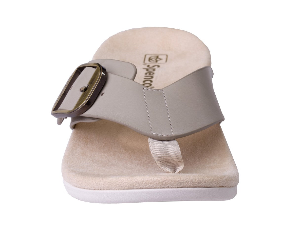 Spenco Sierra Leather Thong Arch Supportive Sandal - Grey Morn - Top
