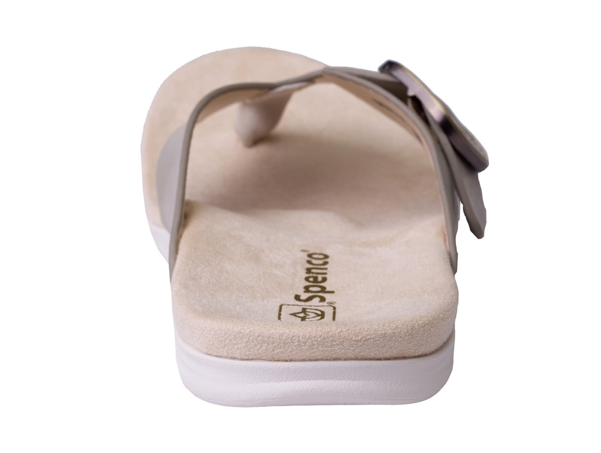Spenco Sierra Leather Thong Arch Supportive Sandal - Grey Morn - Side