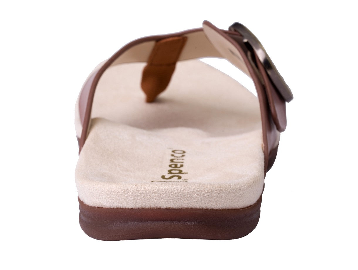 Spenco Sierra Leather Thong Arch Supportive Sandal - Saddle - Side