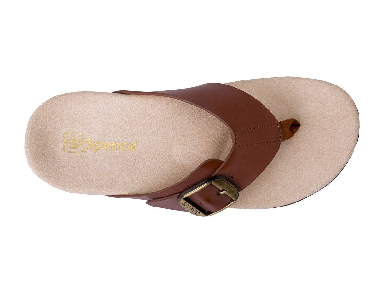 Spenco Sierra Leather Thong Arch Supportive Sandal - Saddle - Swatch