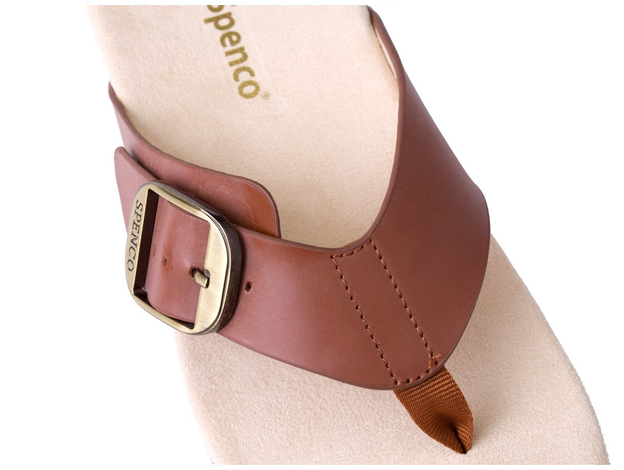 Spenco Sierra Leather Thong Arch Supportive Sandal - Saddle - Strap