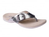 Spenco Sierra Leather Thong Arch Supportive Sandal - Silver Metallic - tn