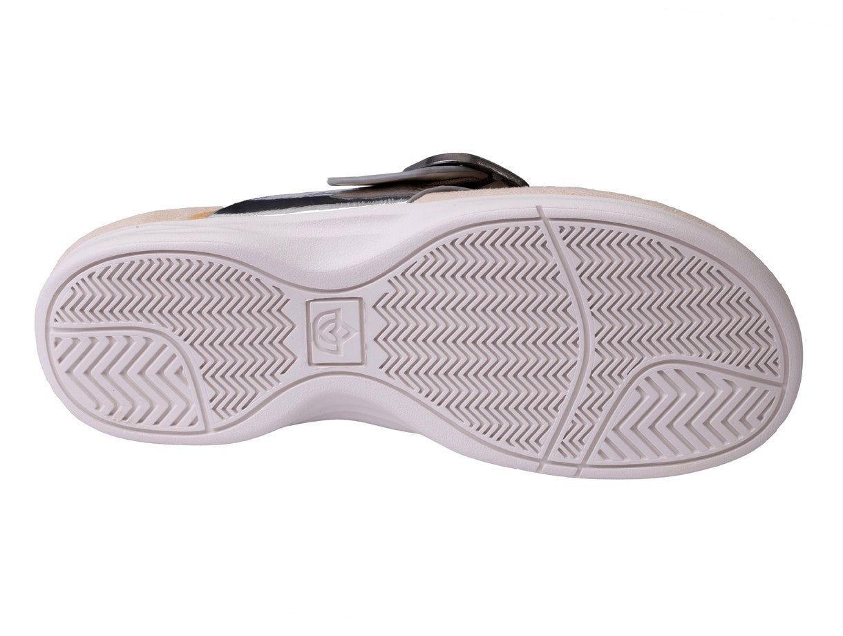 Spenco Sierra Leather Thong Arch Supportive Sandal - Silver Metallic - Side