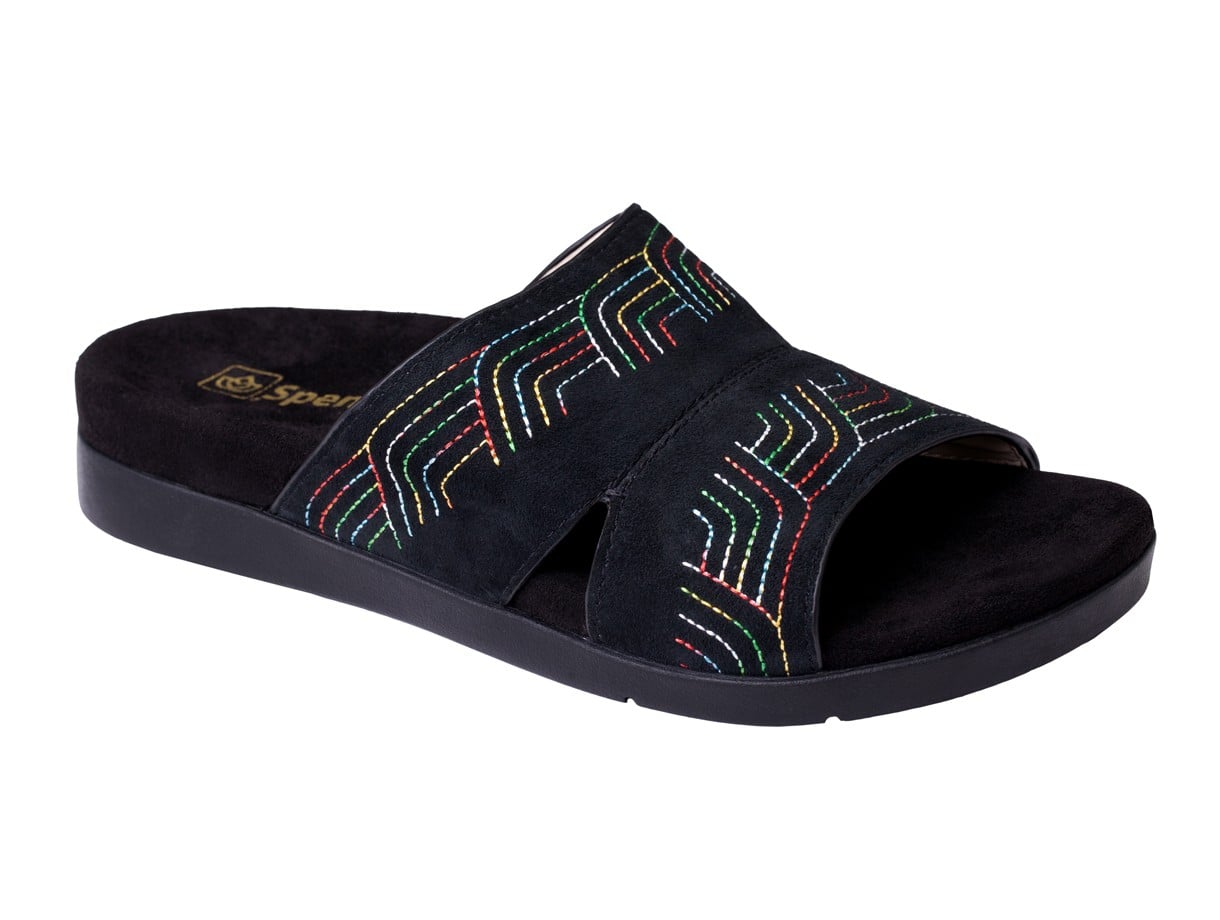 Spenco Twilight Ellie Women's Leather Slide Sandal - Black - Pair