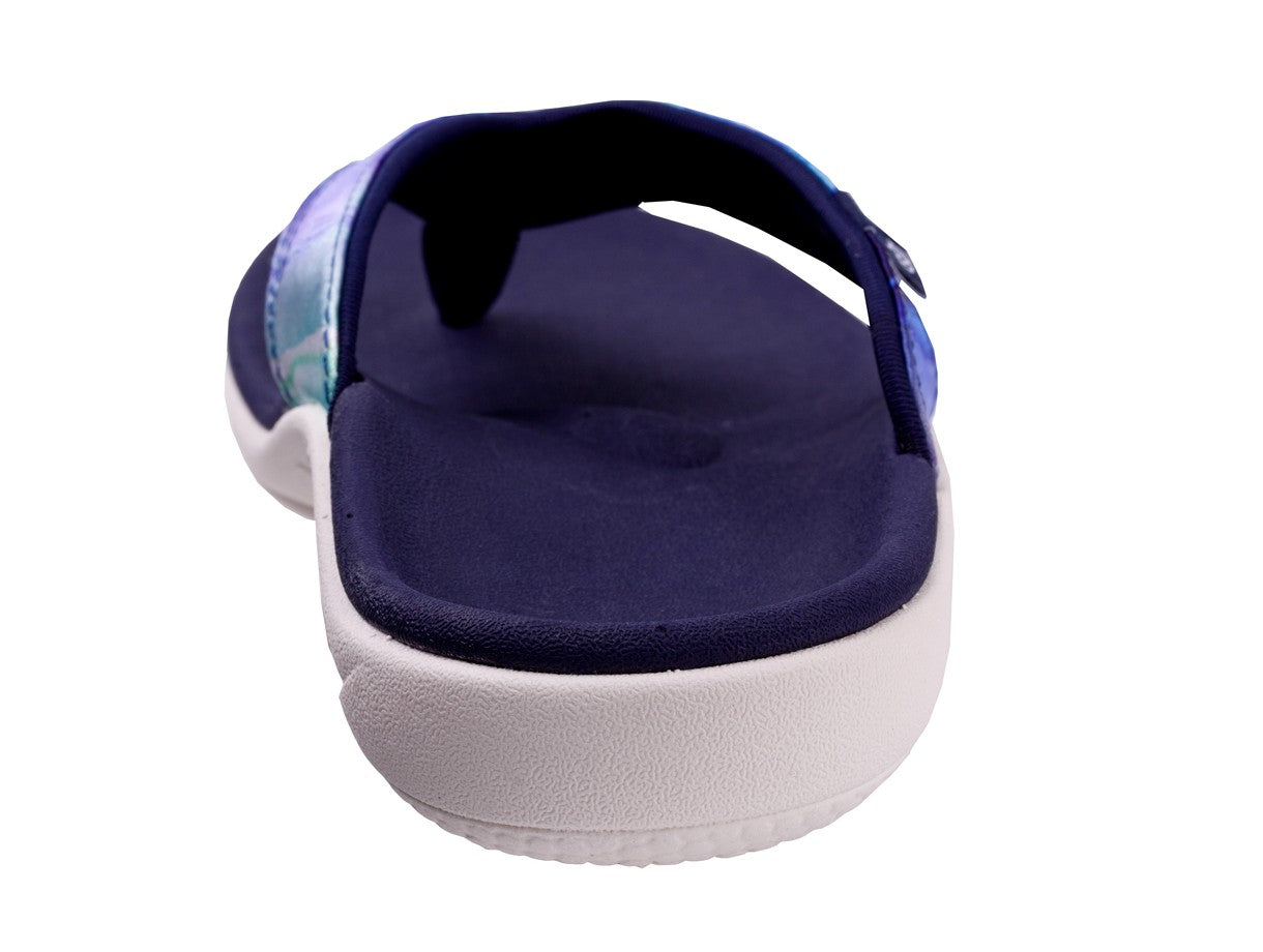 Spenco Yumi Monet Women's Orthotic Thong Sandal - Peacoat - Side