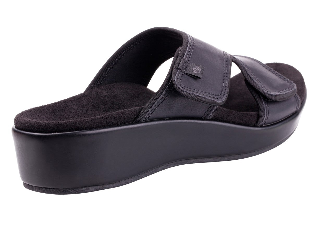Spenco Karla Adjustable Wedge Sandal - Black - Bottom
