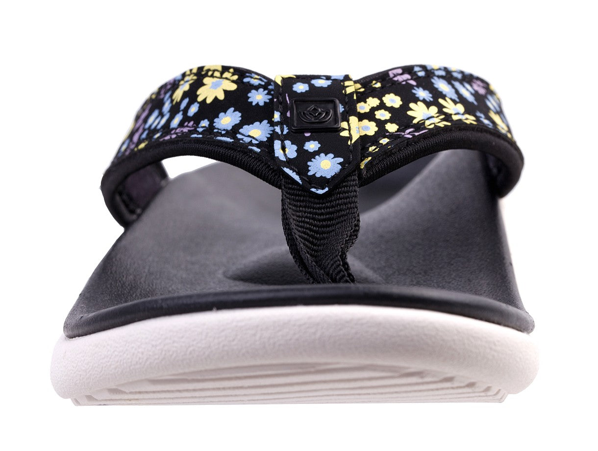 Spenco Yumi Nuevo Floral Women's Supportive Sandal - Black - Top