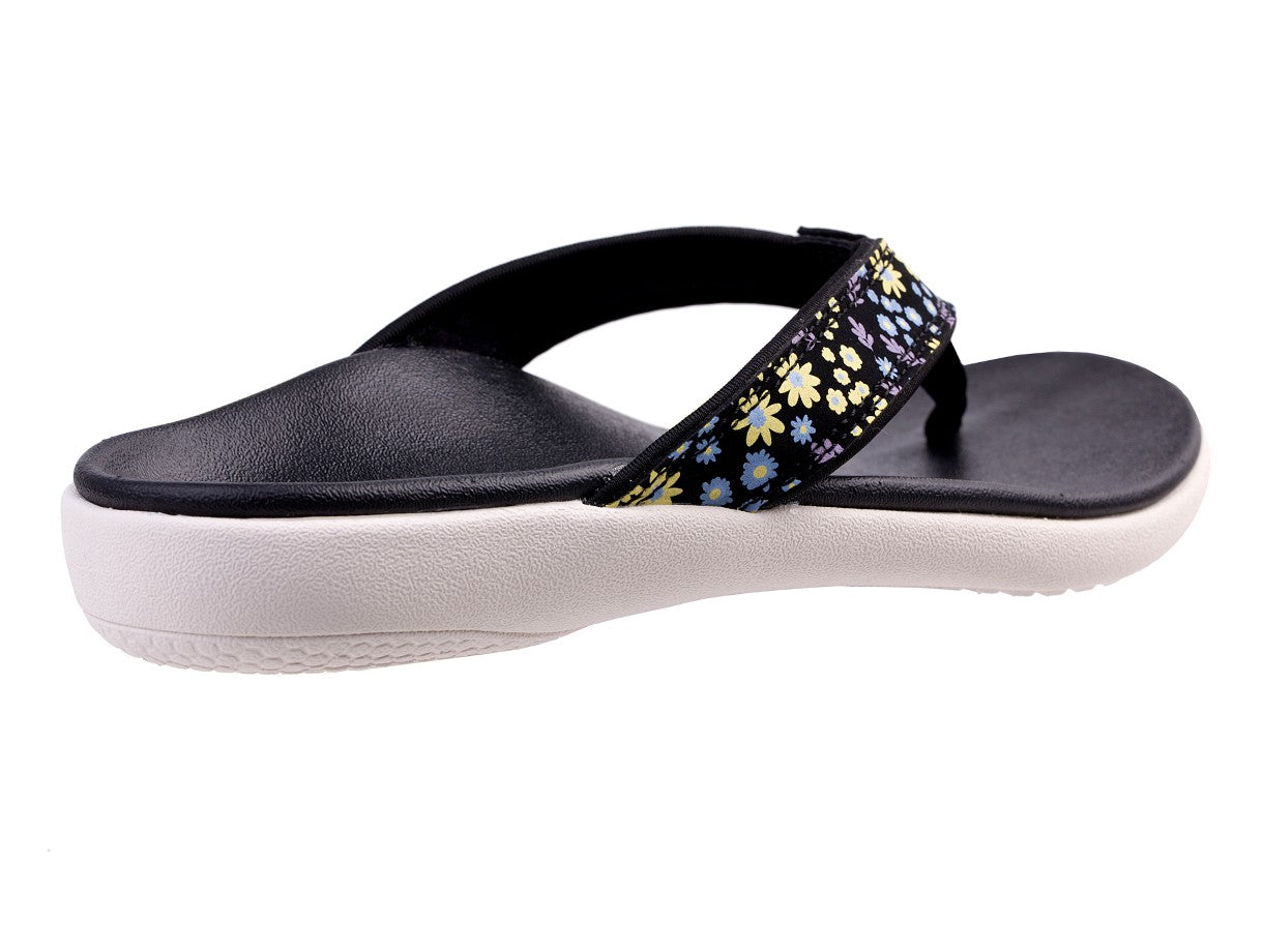Spenco Yumi Nuevo Floral Women's Supportive Sandal - Black - Bottom