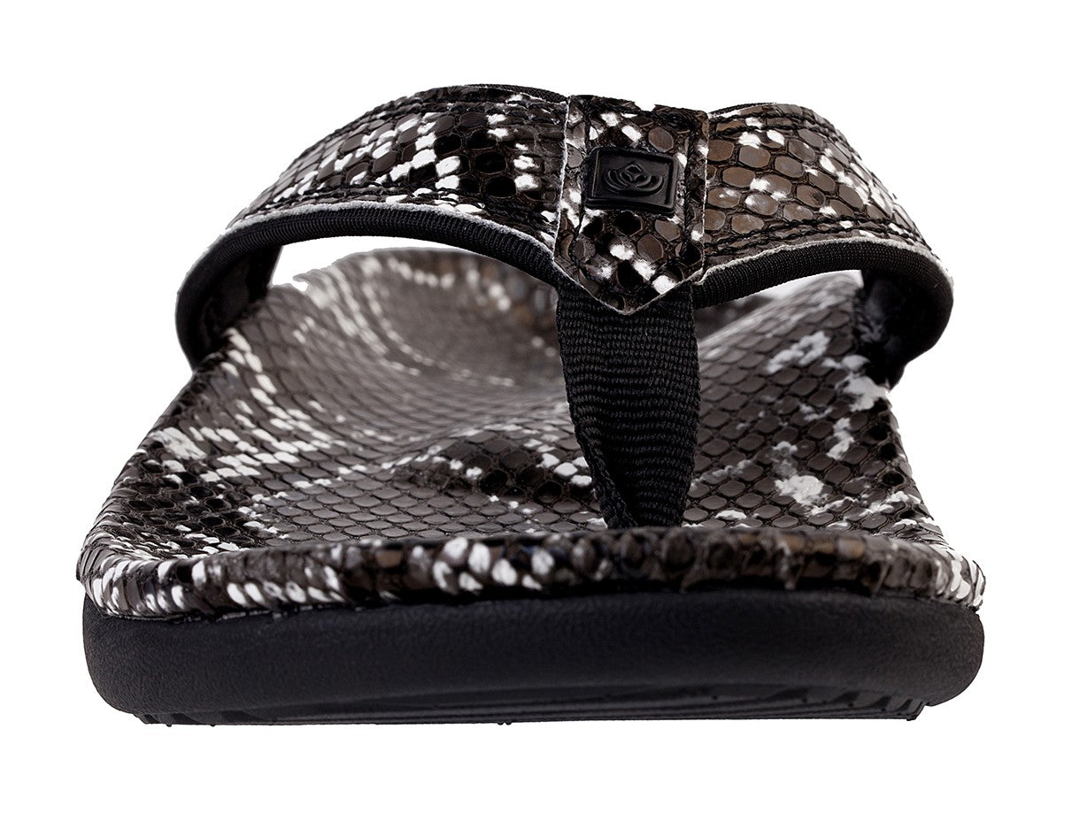 Spenco Yumi Nuevo Snake Women's Orthotic Thong Sandal - Black - Top
