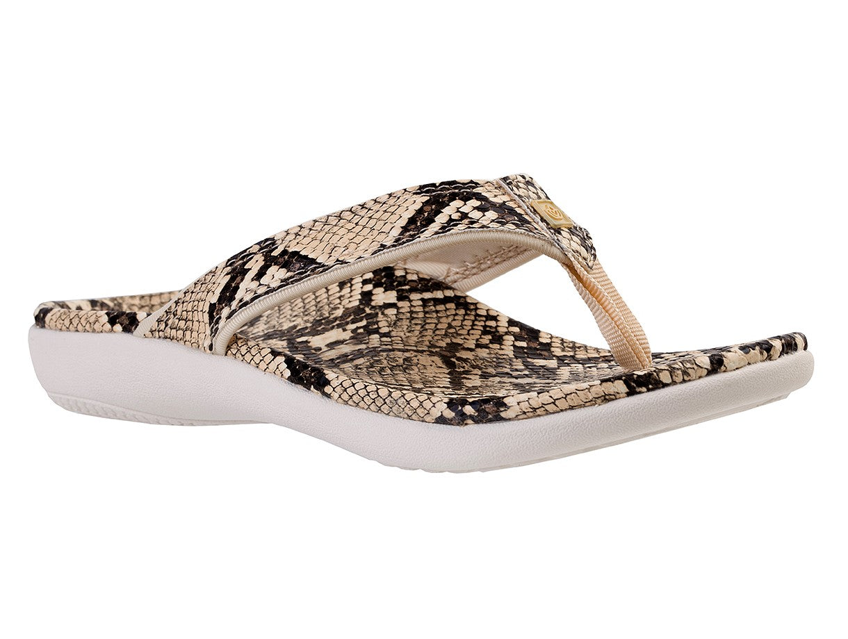 Spenco Yumi Nuevo Snake Women's Orthotic Thong Sandal - Cream - Pair