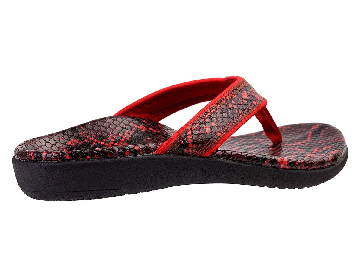 Spenco Yumi Nuevo Snake Women's Orthotic Thong Sandal - Red - Bottom