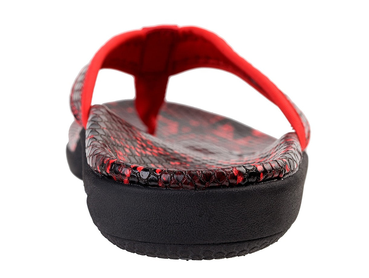 Spenco Yumi Nuevo Snake Women's Orthotic Thong Sandal - Red - Side