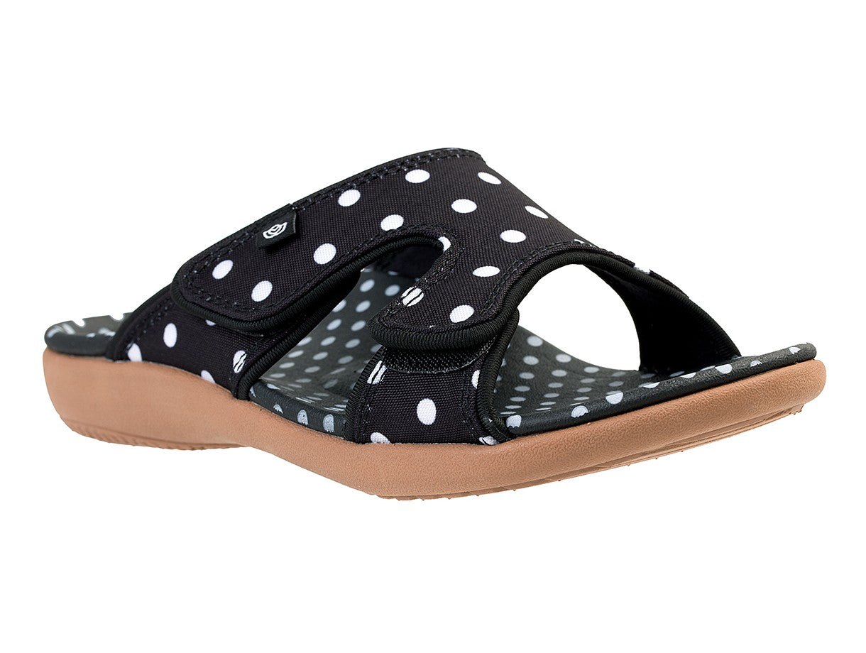 Spenco Kholo Polka Dot Women's Orthotic Slide Sandal - Black - Pair