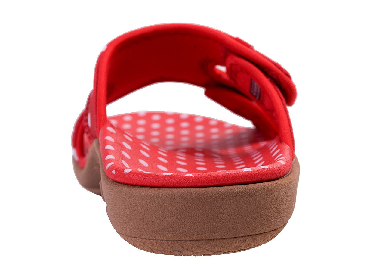 Spenco Kholo Polka Dot Women's Orthotic Slide Sandal - Red - Side