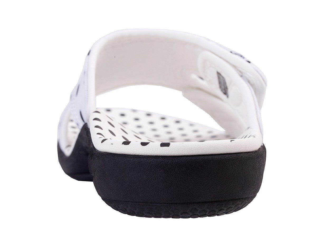 Spenco Kholo Polka Dot Women's Orthotic Slide Sandal - White - Side