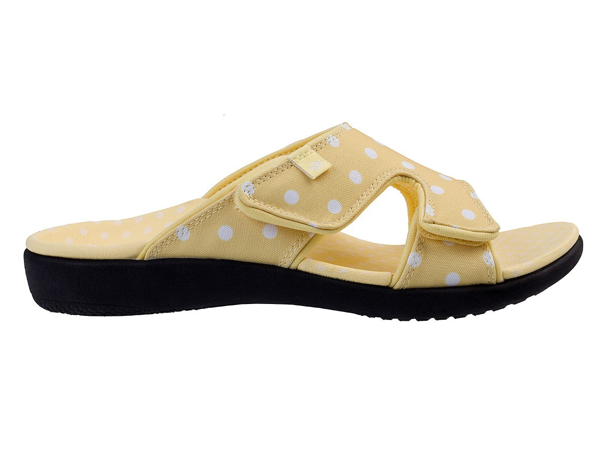 Spenco Kholo Polka Dot Women's Orthotic Slide Sandal - Yellow - Profile