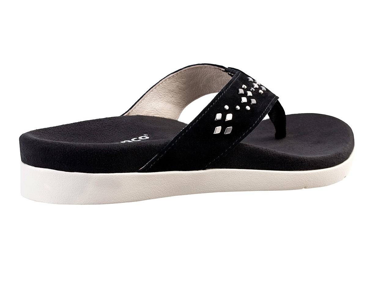 Spenco Laguna Stud Women's Orthotic Suede Sandal - Black - Bottom