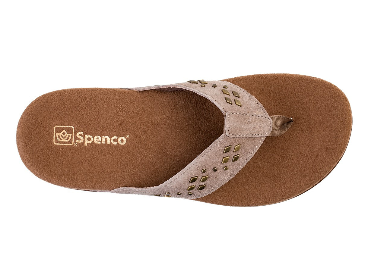 Spenco Laguna Stud Women's Orthotic Suede Sandal - Fossil - Swatch