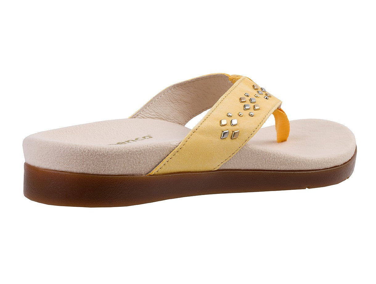 Spenco Laguna Stud Women's Orthotic Suede Sandal - Marigold - Bottom