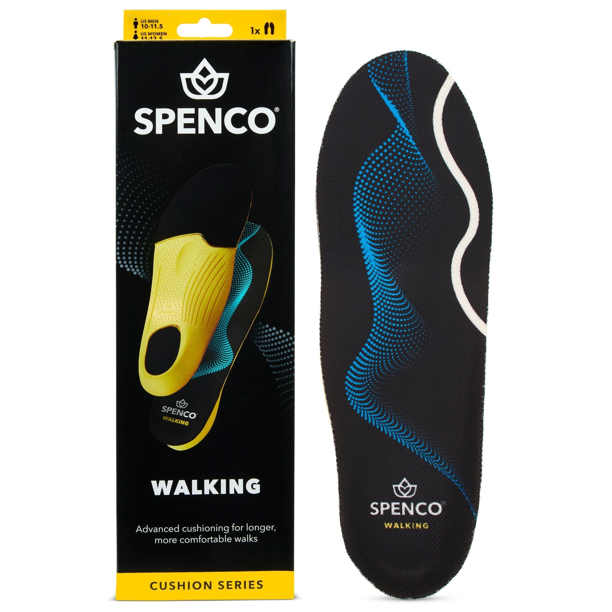 Spenco Walking Insole Footcare Support Insole with Polysorb Cushioning