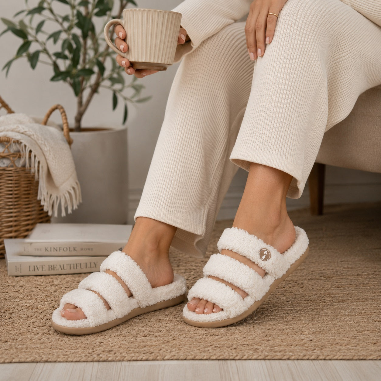 Strive Zella Three Strap Orthotic Support Women's Slipper Sandal - Marshmallow Lifestyle