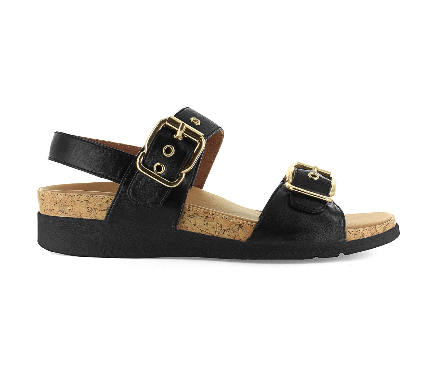 Strive Amalfi - Women's Adjustable, Back Strap, Elevated heel Sandal - Black - Side