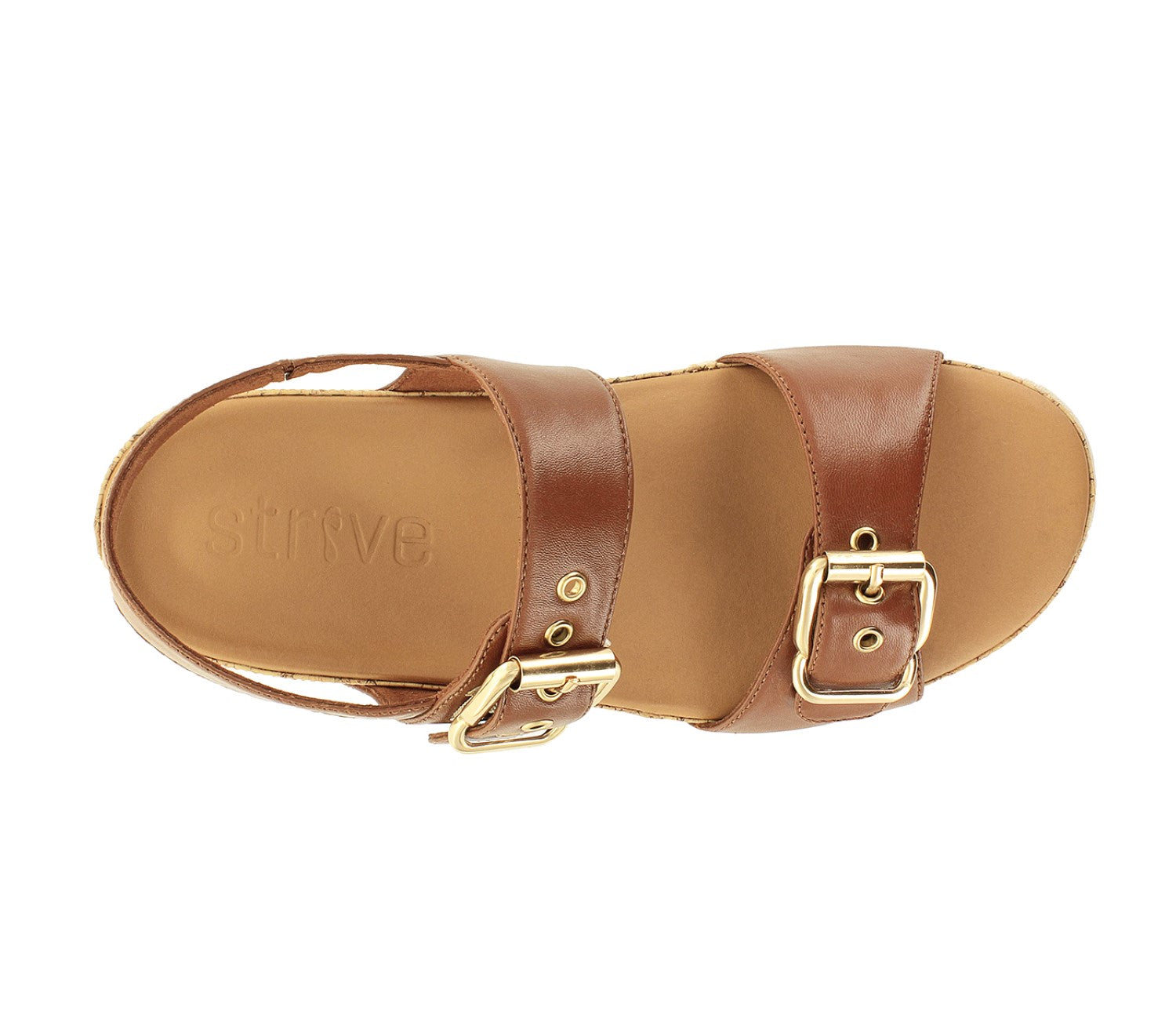 Strive Amalfi - Women's Adjustable, Back Strap, Elevated heel Sandal - Tan - Overhead