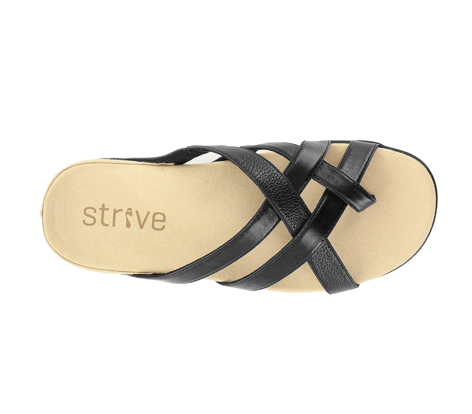Strive Lola - Women's Toe Loop Sandal - Black - Overhead