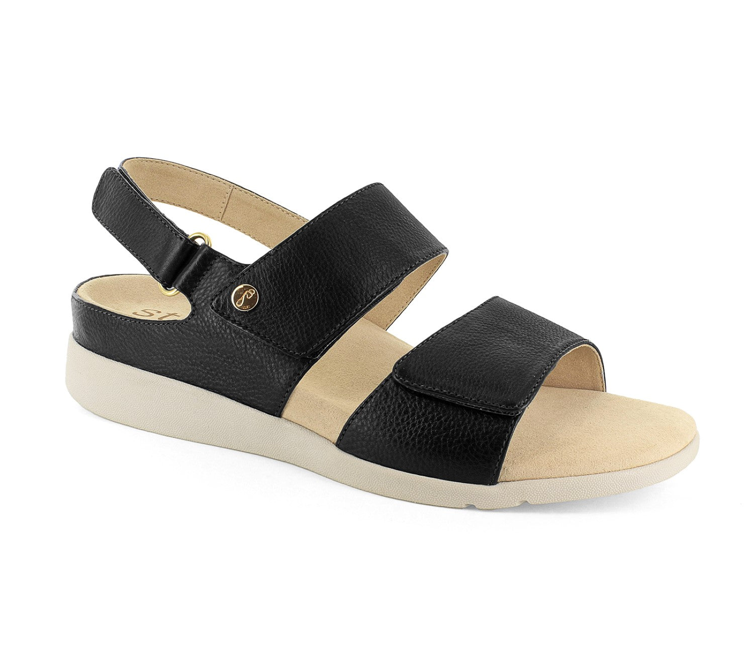 Strive Riviera II - Women's Fully Adjustable Arch Supportive Sandal - Black - Angle