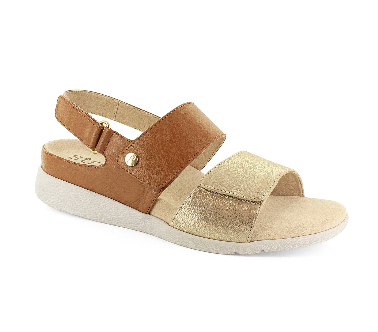 Strive Riviera II - Women's Fully Adjustable Arch Supportive Sandal - Tan - Angle