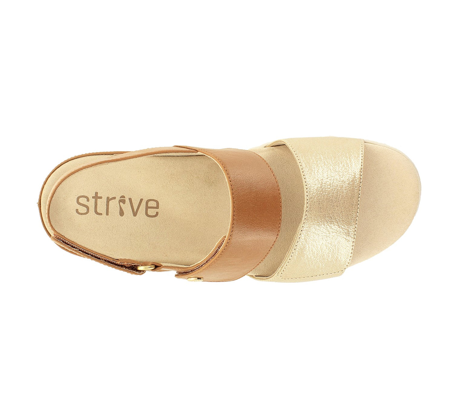 Strive Riviera II - Women's Fully Adjustable Arch Supportive Sandal - Tan - Overhead