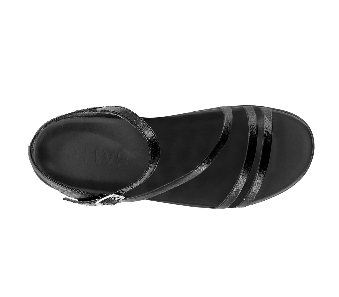 Strive Anguila - Women\'s Casual / Dress Sandal with Support - All Black - Overhead