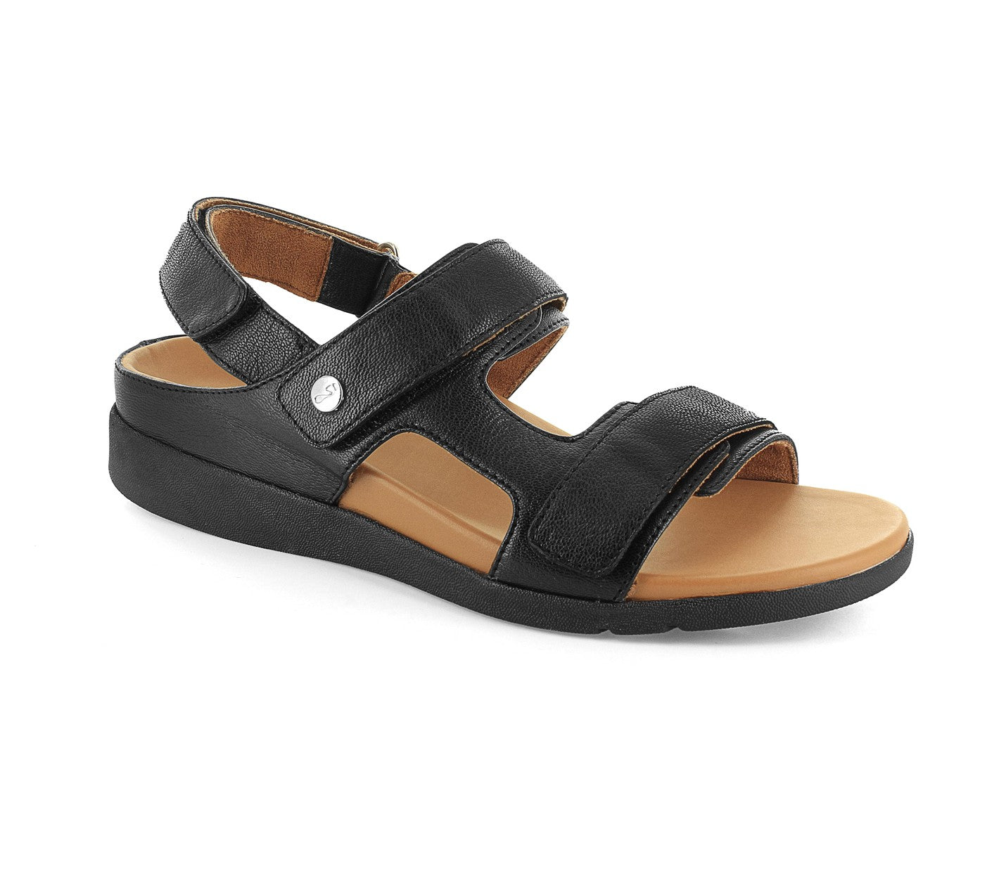 Strive Aruba Women's Comfortable and Arch Supportive Sandals - All Black - Angle