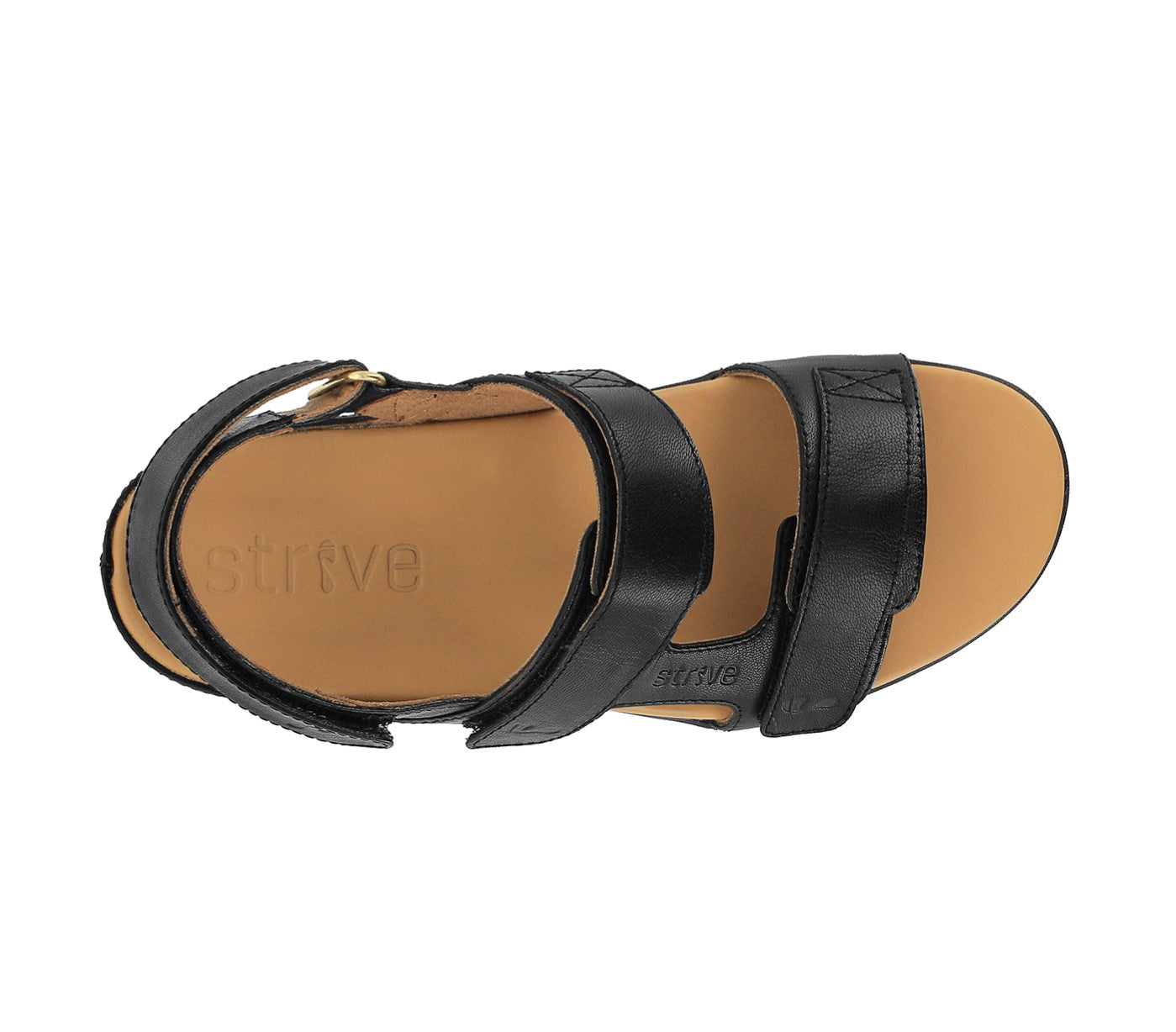 Strive Aruba Women's Comfortable and Arch Supportive Sandals - Black - Overhead