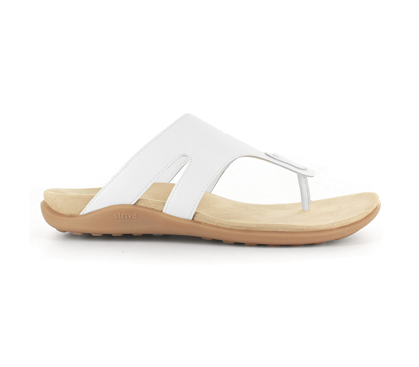 Strive Beach Women's Supportive Toe-Post Sandal - White - Side