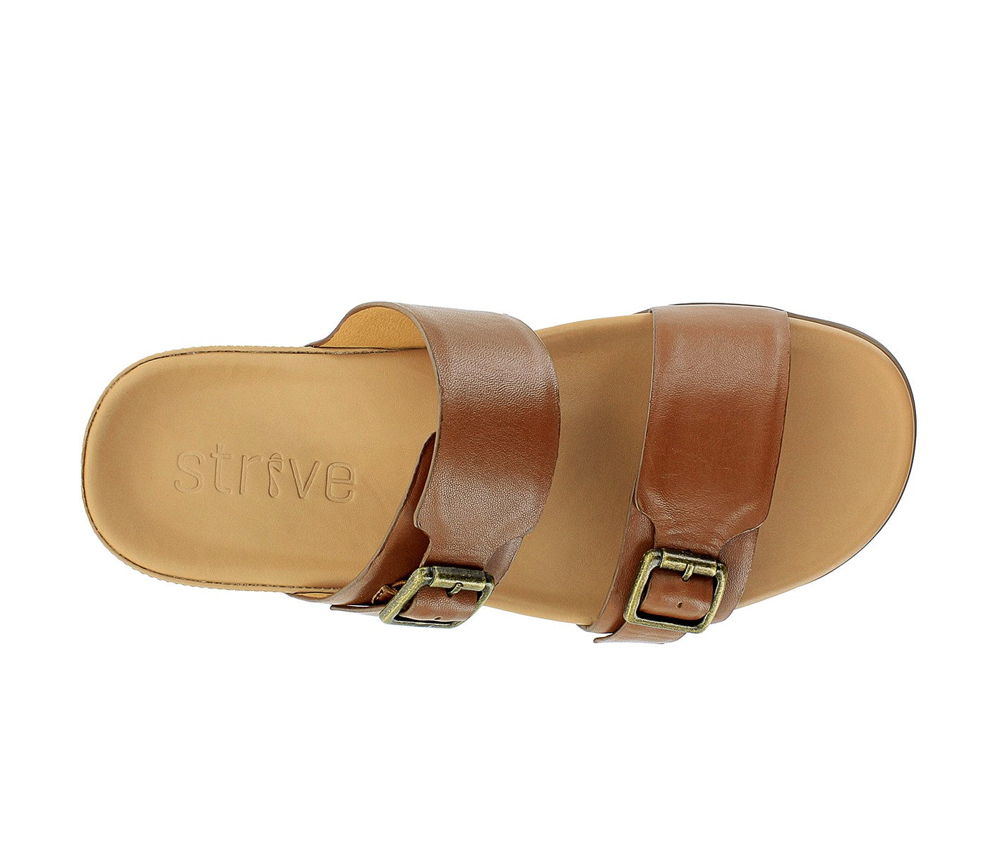 Strive Caprera - Women\'s Casual Arch Supportive Buckle Sandal - Tan - Overhead