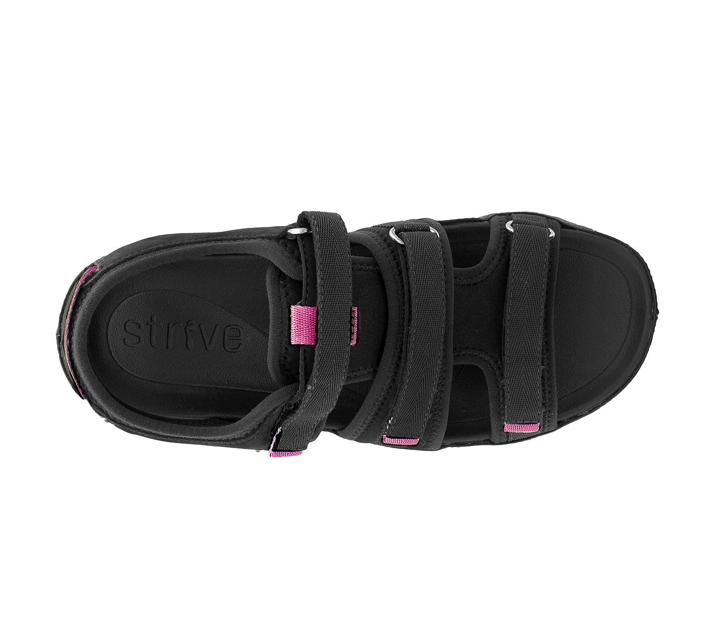 Strive Dalma - Women\'s Arch Supportive Adjustable Walking Sandal - Black - Overhead