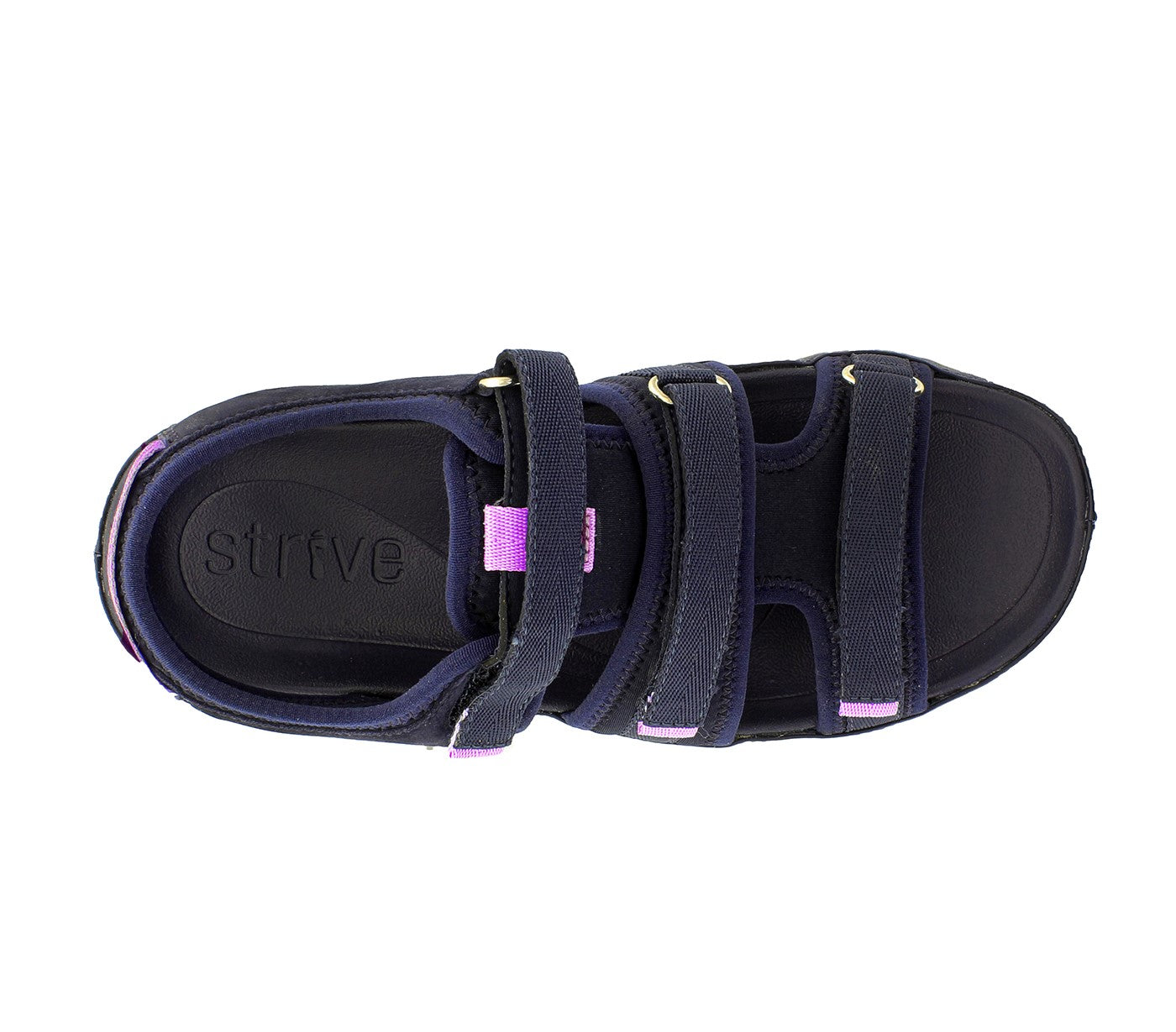 Strive Dalma - Women\'s Arch Supportive Adjustable Walking Sandal - Navy - Overhead